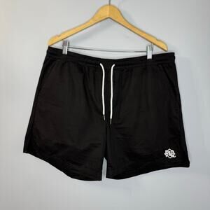 P's & Q's Black  Shorts Drawstring Cotton 6" Men's 2XL